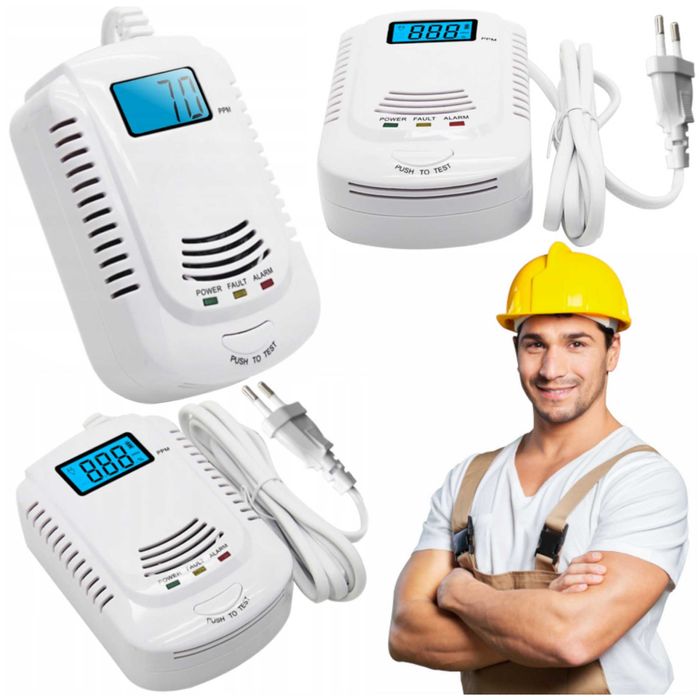 Czujnik Czadu I Gazu CO Tlenek Węgla Kabel/Bateria