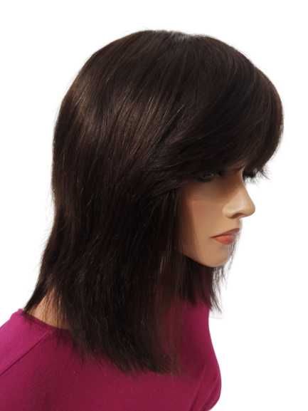 Peruka naturalna z grzywką brąz long bob -Nessaja Luxe Wig shop