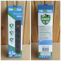 Удлинитель сетевой фильтр  Maxxter 4,5м с выключателем, на 5 розеток