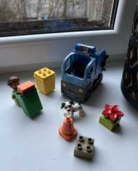 Klocki Lego duplo Śmieciarka kontener piesek budowlane