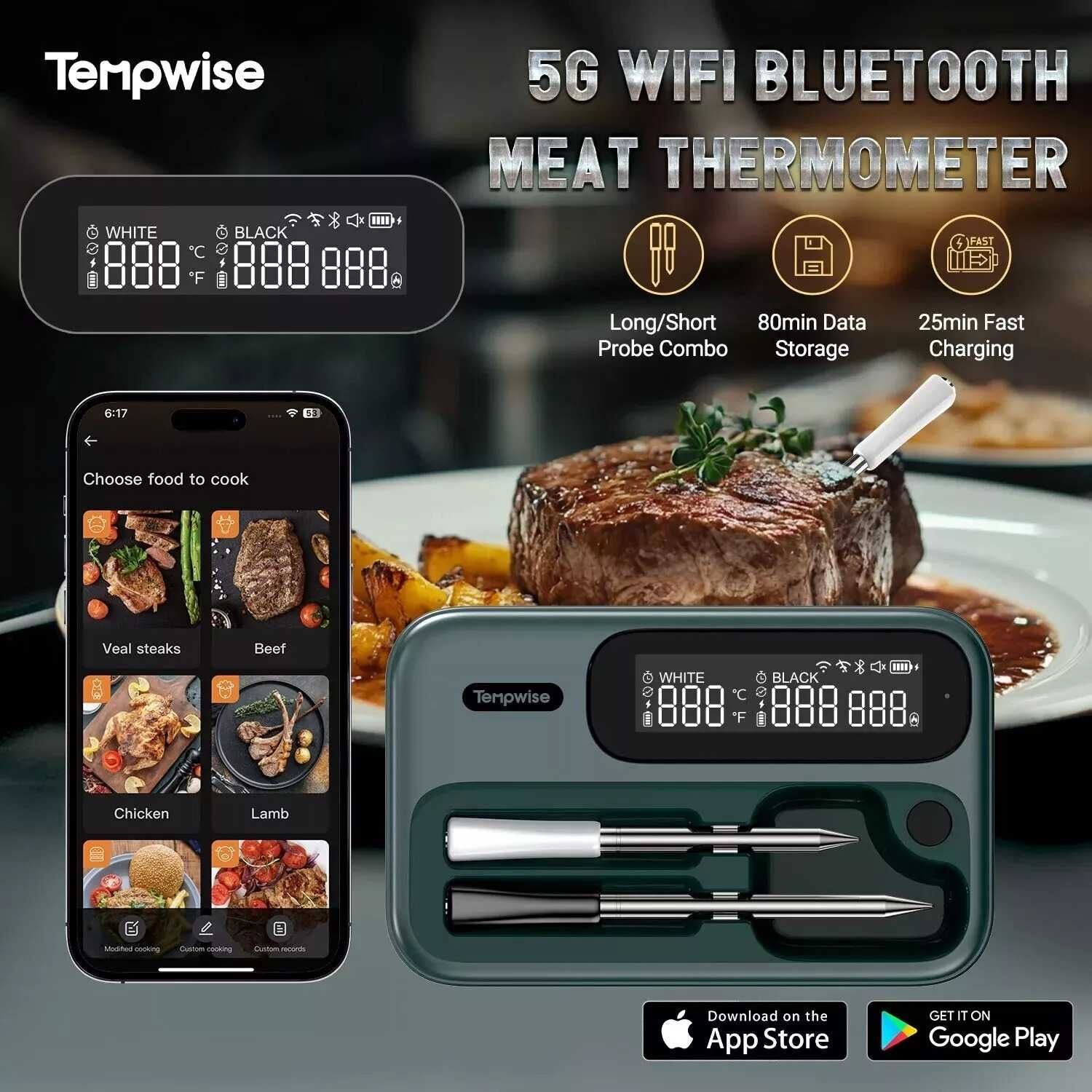Умный безпроводной WiFi термометр Inkbird INT-14-BW TNT-12BW для Weber
