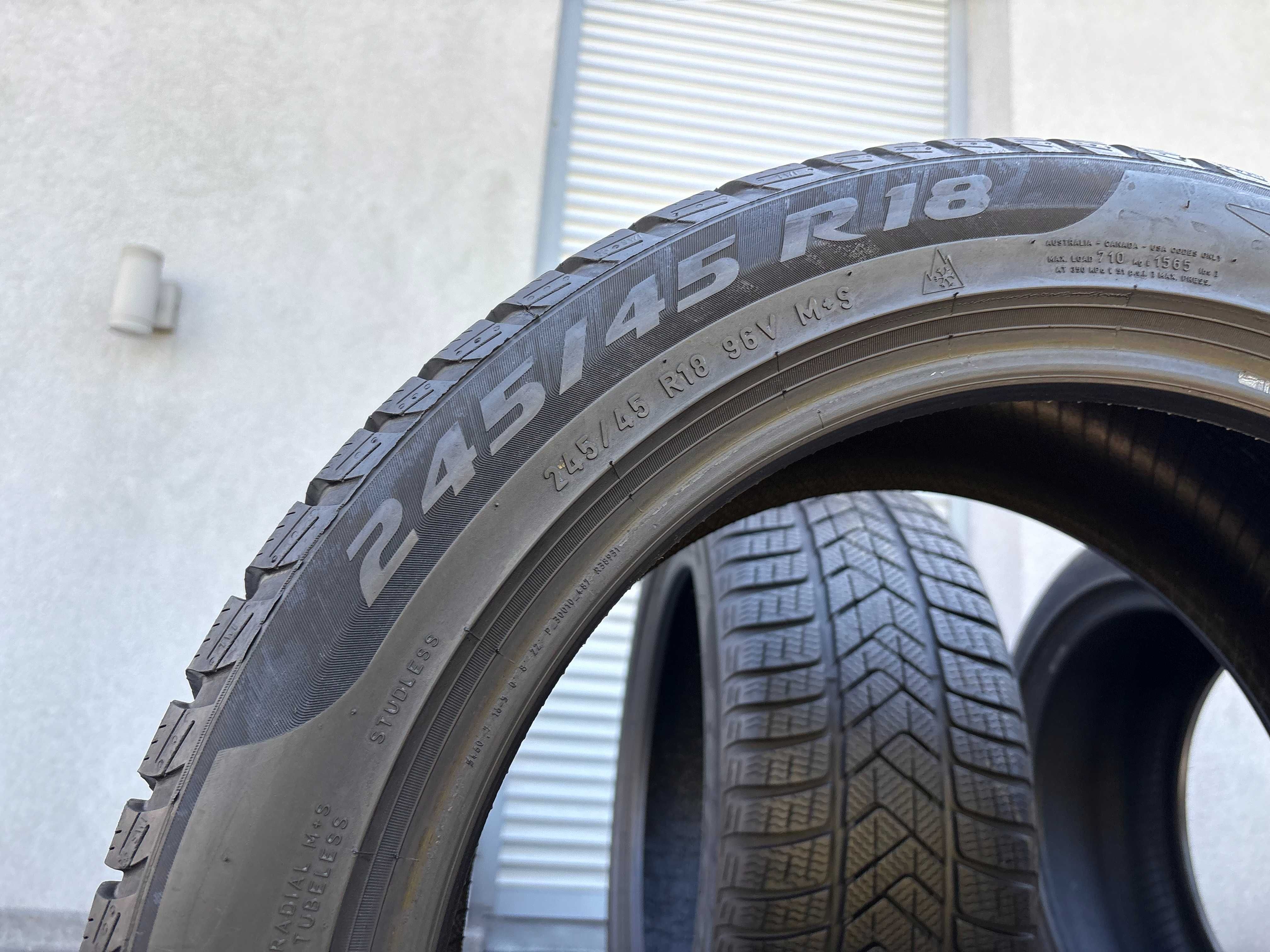4szt zimowe 245/45R18 + 275/40R18 Pirelli 7mm 2023r świetny stan! Z279