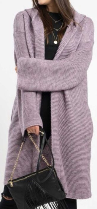 Swetr kardigan długi oversize