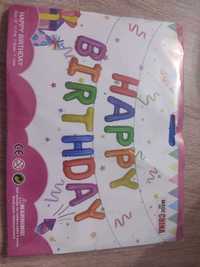 Foliowe balony urodzinowe napis Happy Birthday