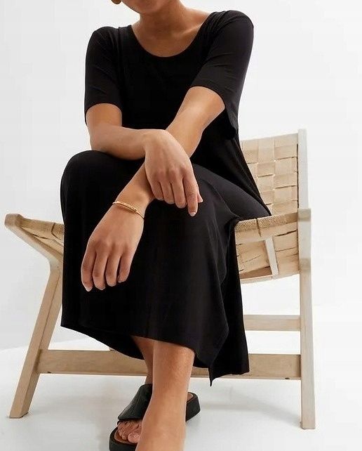 B.P.C długa sukienka maxi czarna dżersejowa ^44/46