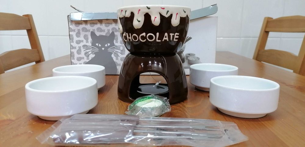 Conjunto de Fondue de chocolate - loja do Gato Preto