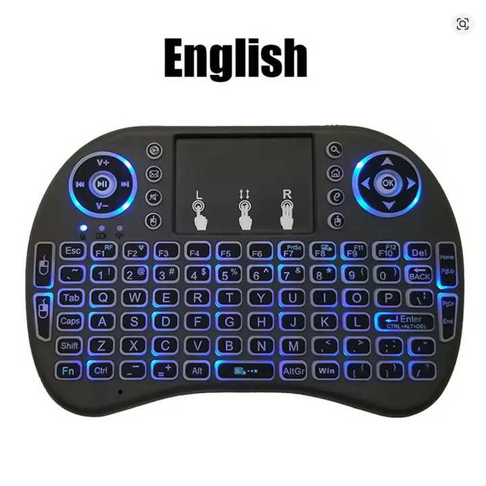Mini Teclado Sem Fio i8 – Air Mouse com Touchpad e Luz LED