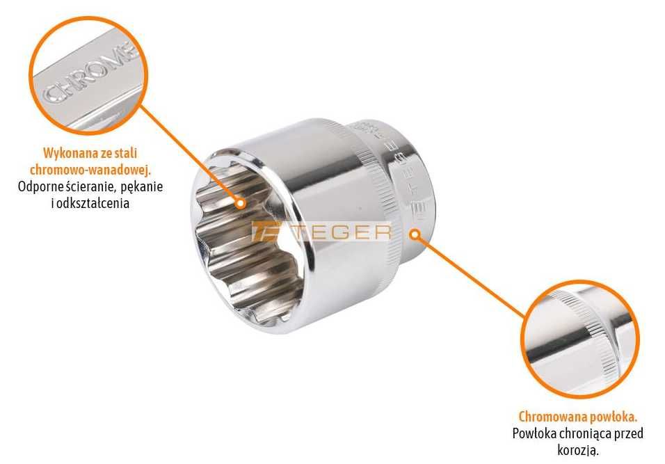 TEGER Klucz nasadowy 1/2" dwunastokątny 16 mm