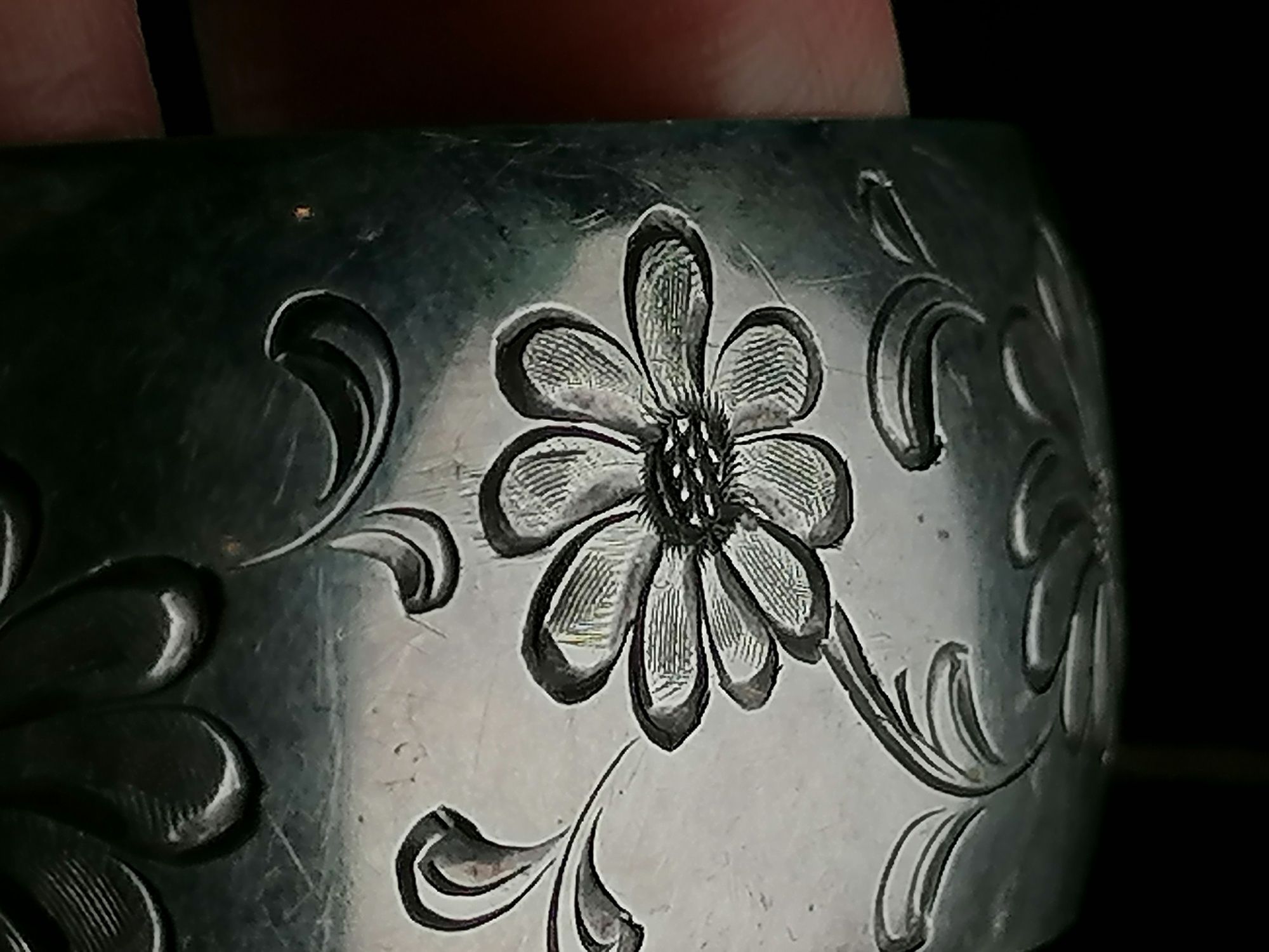 Stara srebrna bransoleta bangla Lutz & Weiss kwiaty