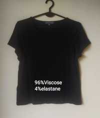 Czarny T-shirt BASIC,96% Viskoza, Laura Ashley, rozmiar M