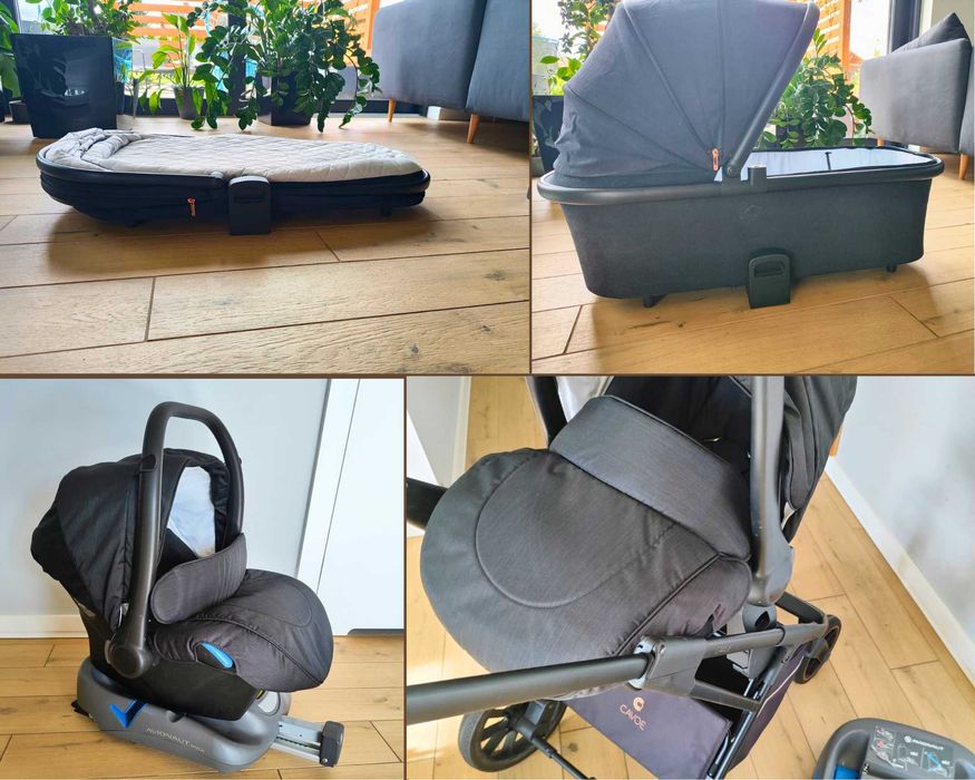 Wózek Cavoe AXO Meteorite zestaw 3 w 1 + baza ISOFIX + dodatki