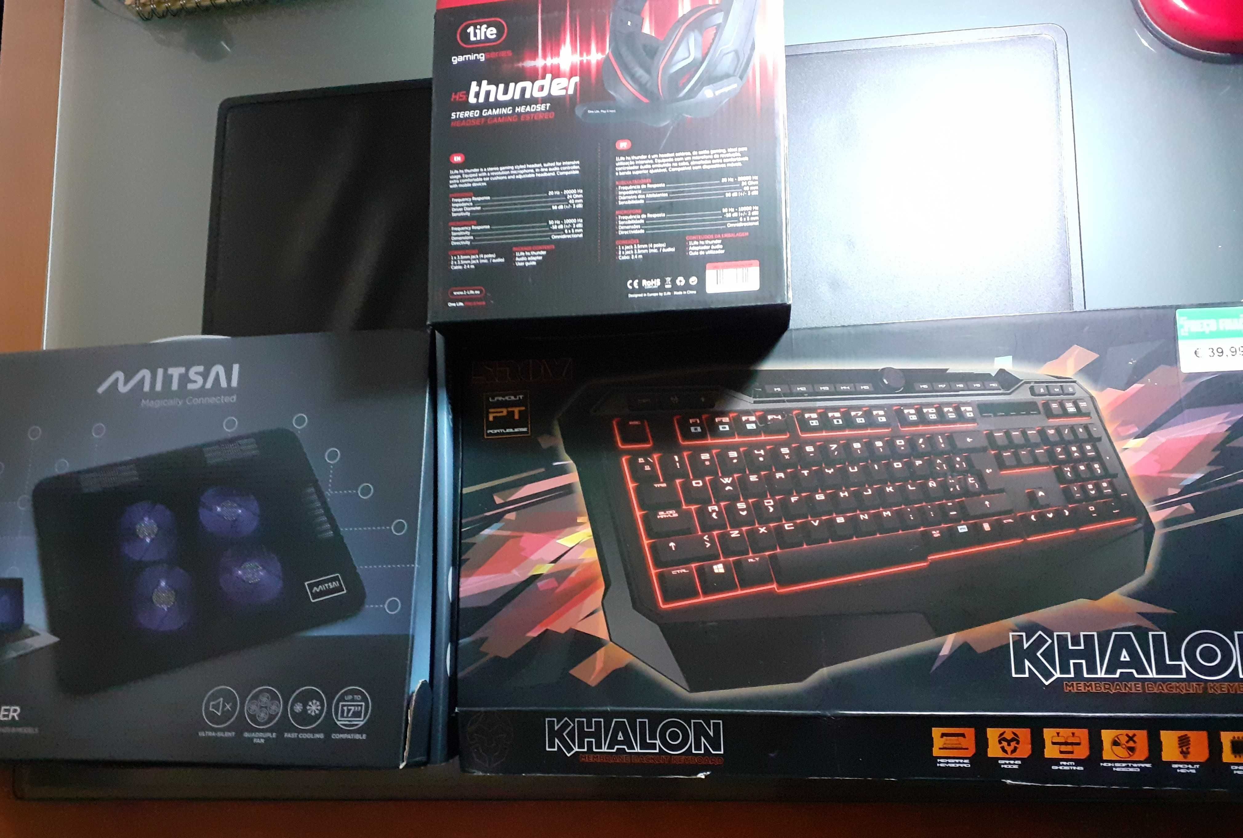 Teclado Gaming + Headset Gaming + Cooler (opção separado)