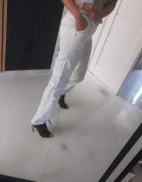 Białe wygodne spodnie Esprit szerokie nogawki s modne