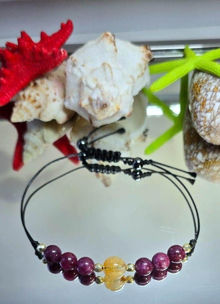 Bransoletka kamienie naturalne Granat  8 mm Cytryn 10 mm dzień Mamy