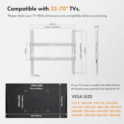 Uchwyt do telewizora na ścianę VonHaus TV 32-70 cali 45kg