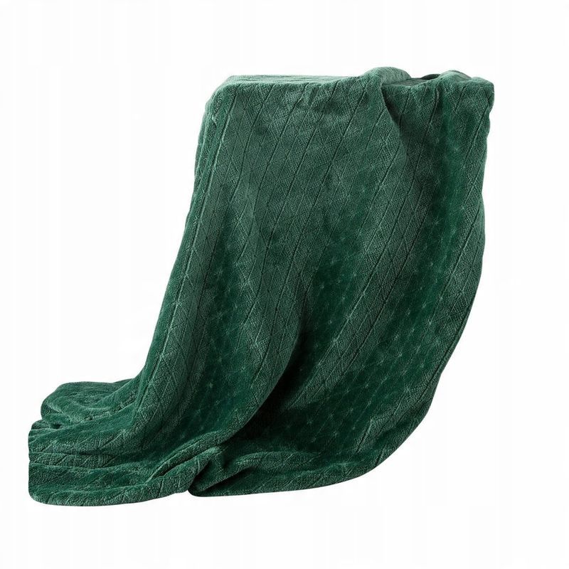 Koc 170x210 Flanelowy kapa pled na łóżko Cindy4 Ciemna Zieleń
