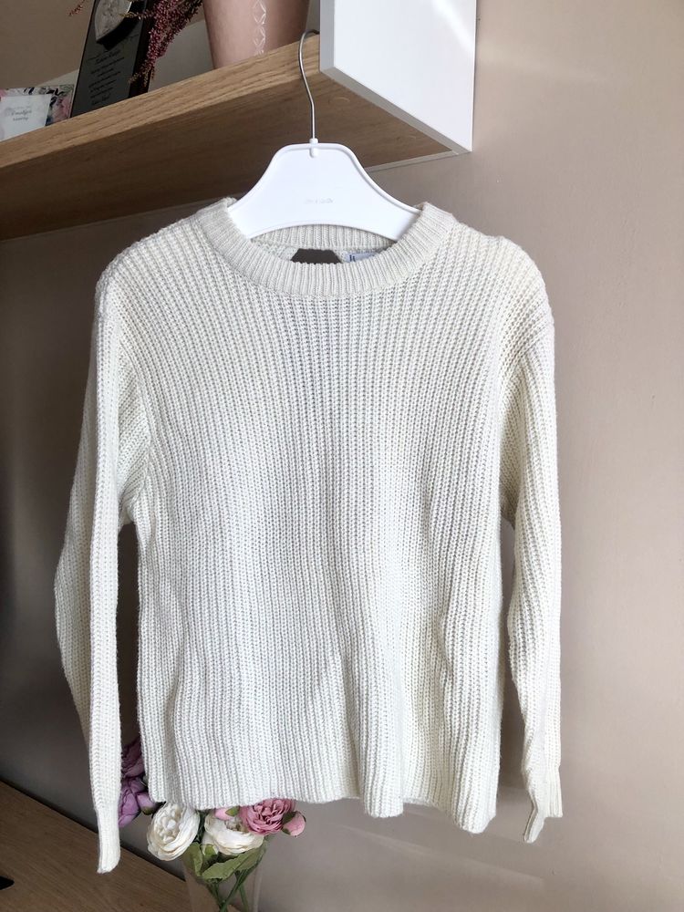 Sweter kremowy z wycięciem na plecach Mango r. 36/38