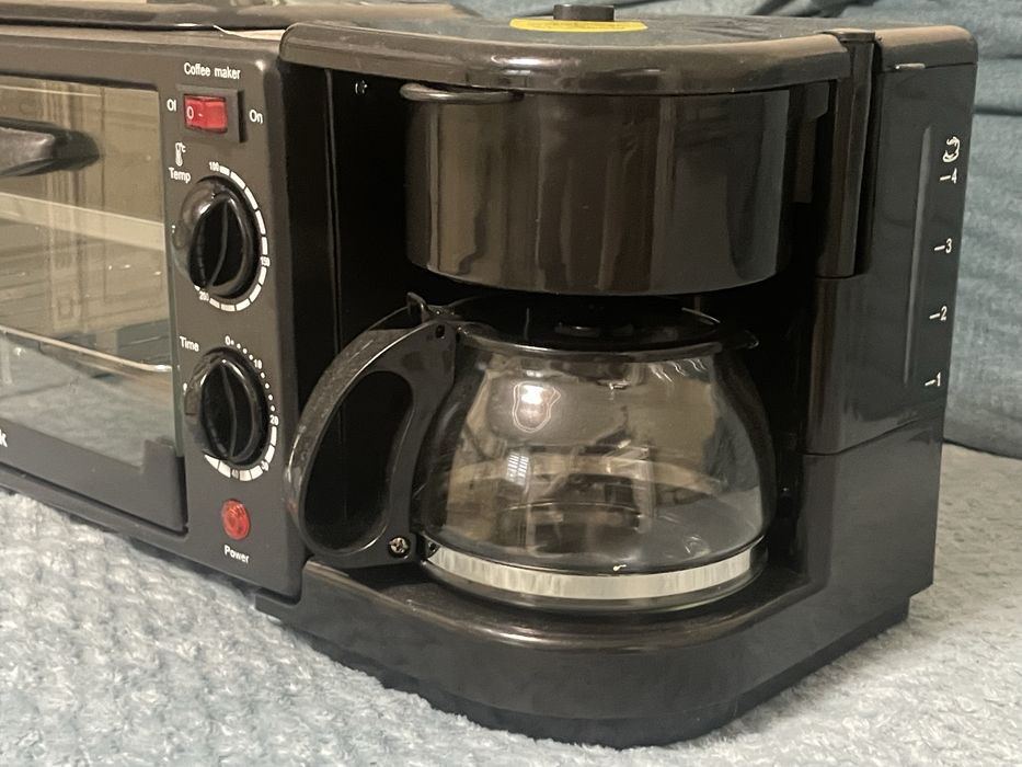 Електрична піч для випічки з кавоваркою та сковородою 3 в 1, 1000Вт