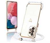 Etui do Samsung Galaxy A13 białe serce ze sznurkiem