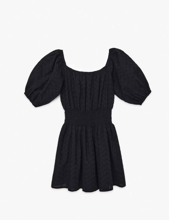 Nowy czarny kombinezon damski z bufiastymi rękawami XS