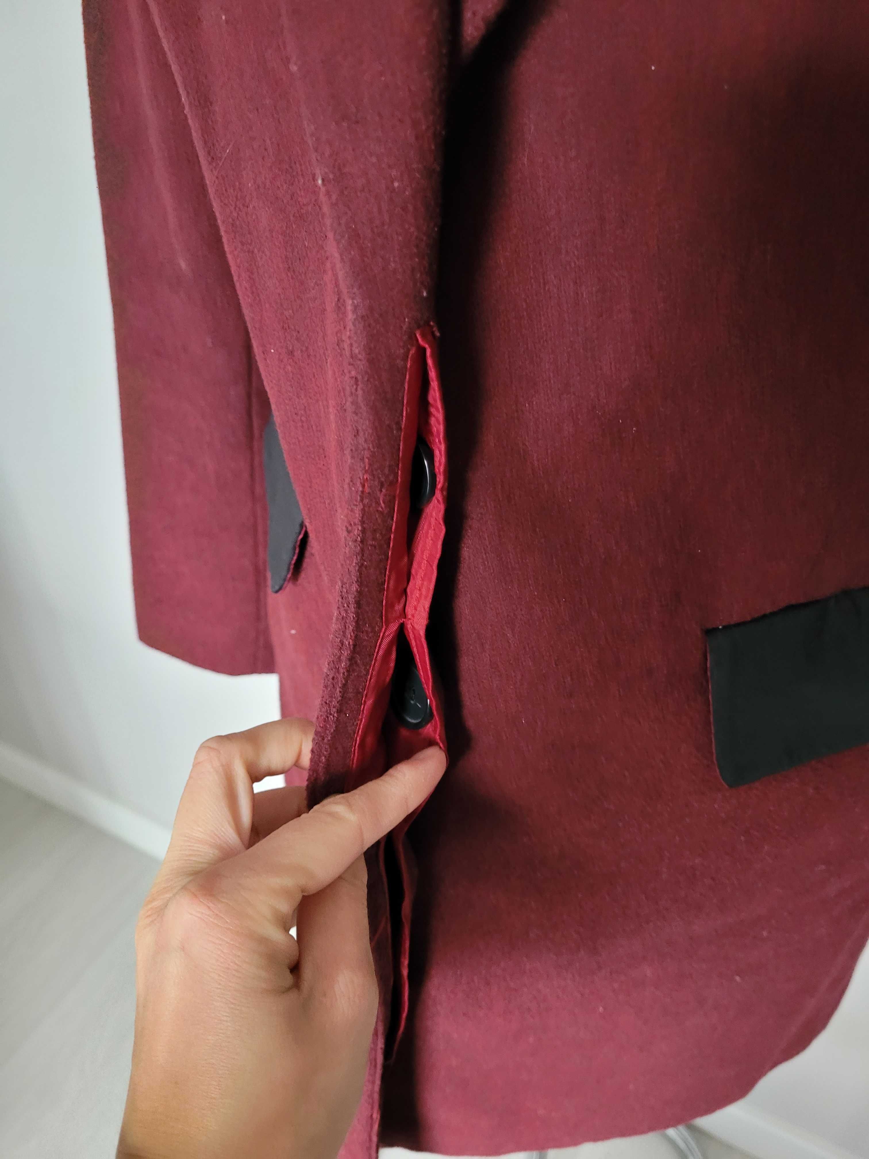 Płaszcz jesienno zimowy Zara bordowy wiśniowy L 40 jesień capsule