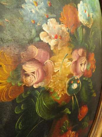 Картина овал Букет цветов масло холст Италия размер 46 x 36 см