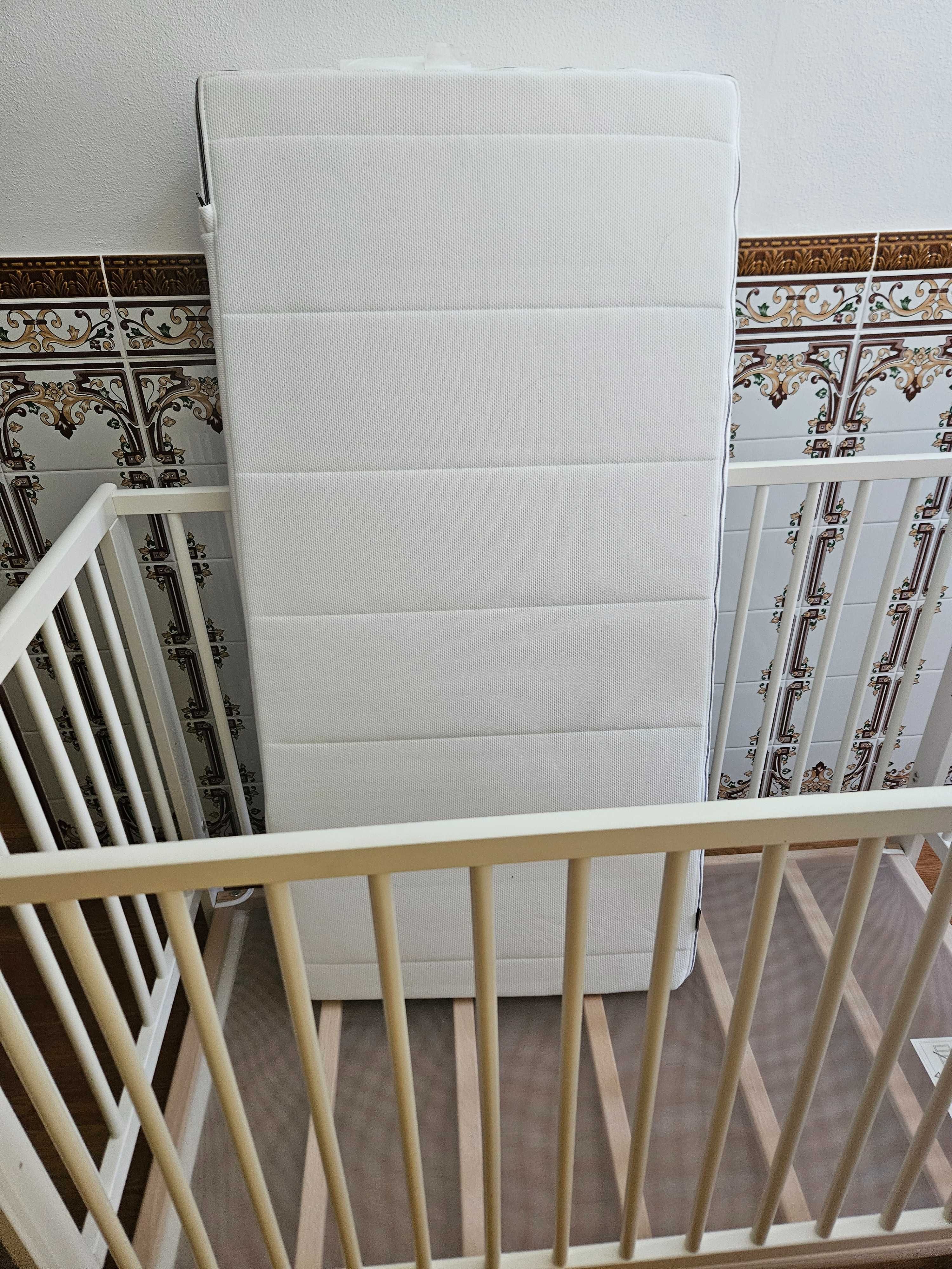 Berço criança branco 60x120 cm, com colchão