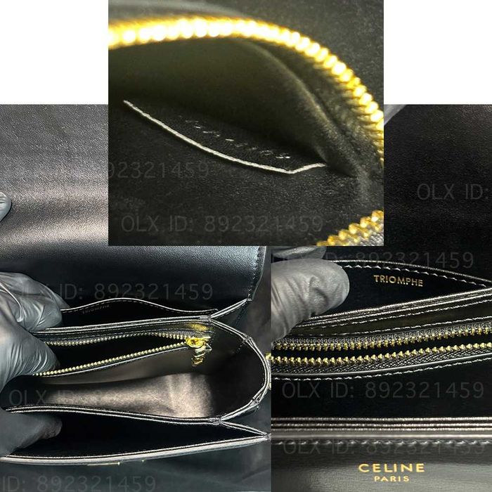 Celine Triomphe Classique 2025 Black Сумка Селин Триумф черная кожаная