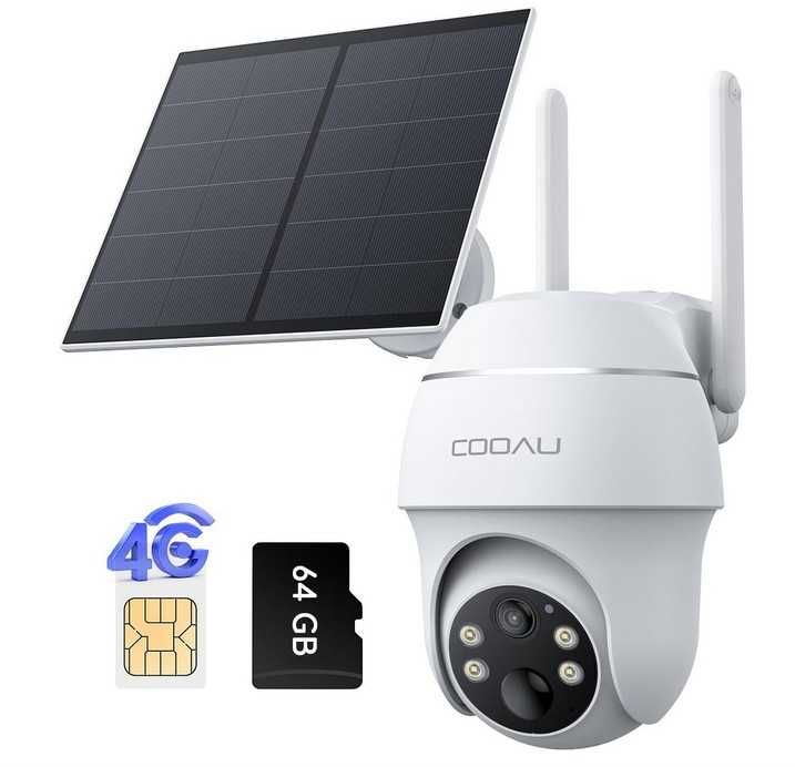 Camara de Vigilância Sem WI-FI 2K 360 IP65 Exterior Painel Solar