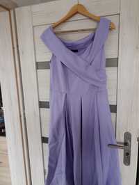 Liliowa sukienka midi