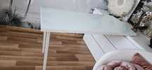 Biały Blat do biurka biurko 120x60 Ikea + szyba ochronna hartowana