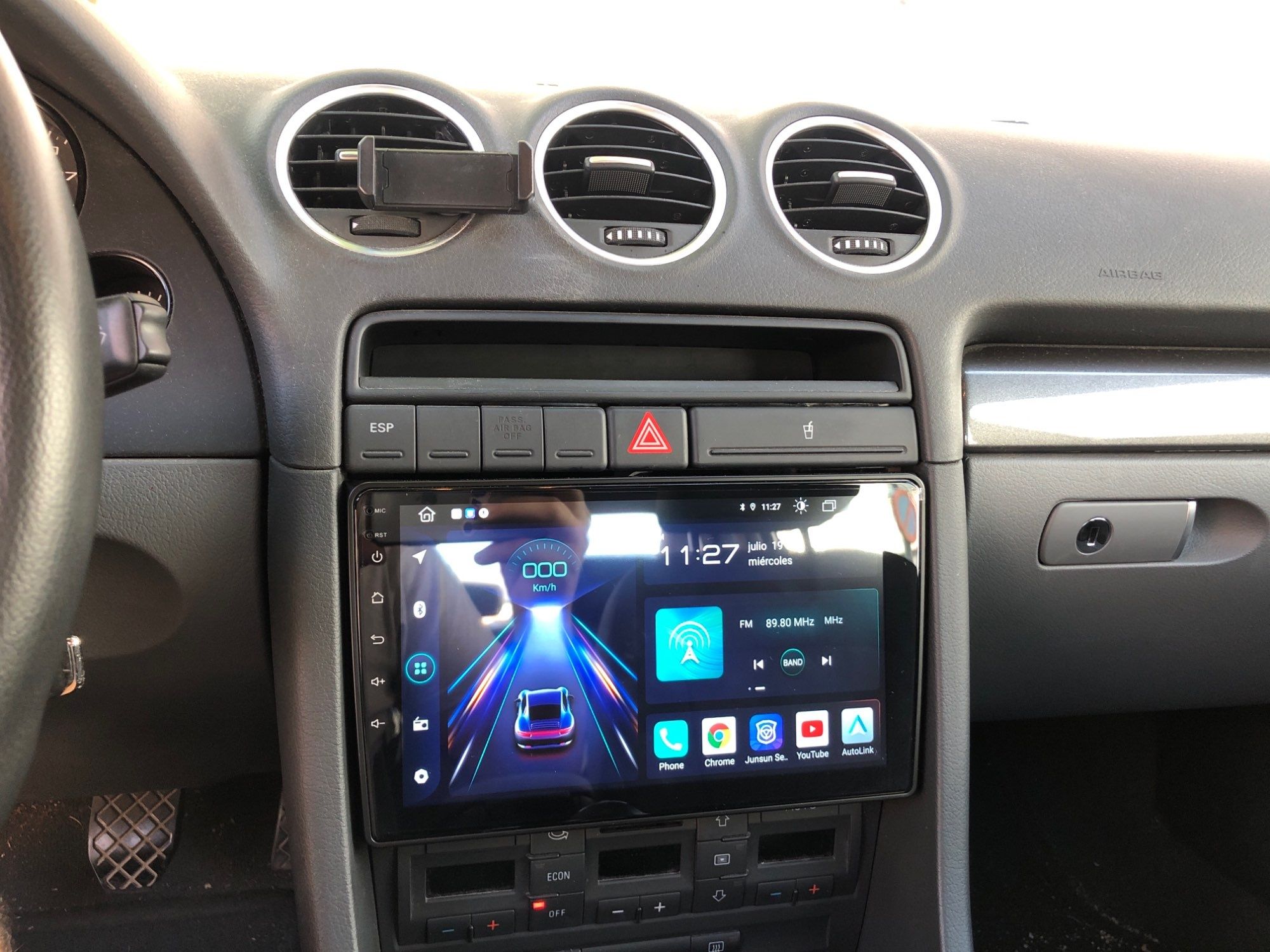 Rádio 2 DIN Audi A4 (2000 a 2009) + Android + GPS + carplay  /B6/B7 NO