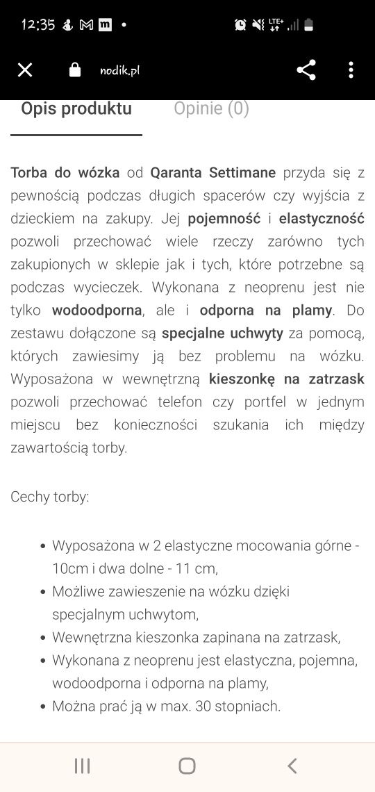 Torba do wózka, firmy quaranta settimane
