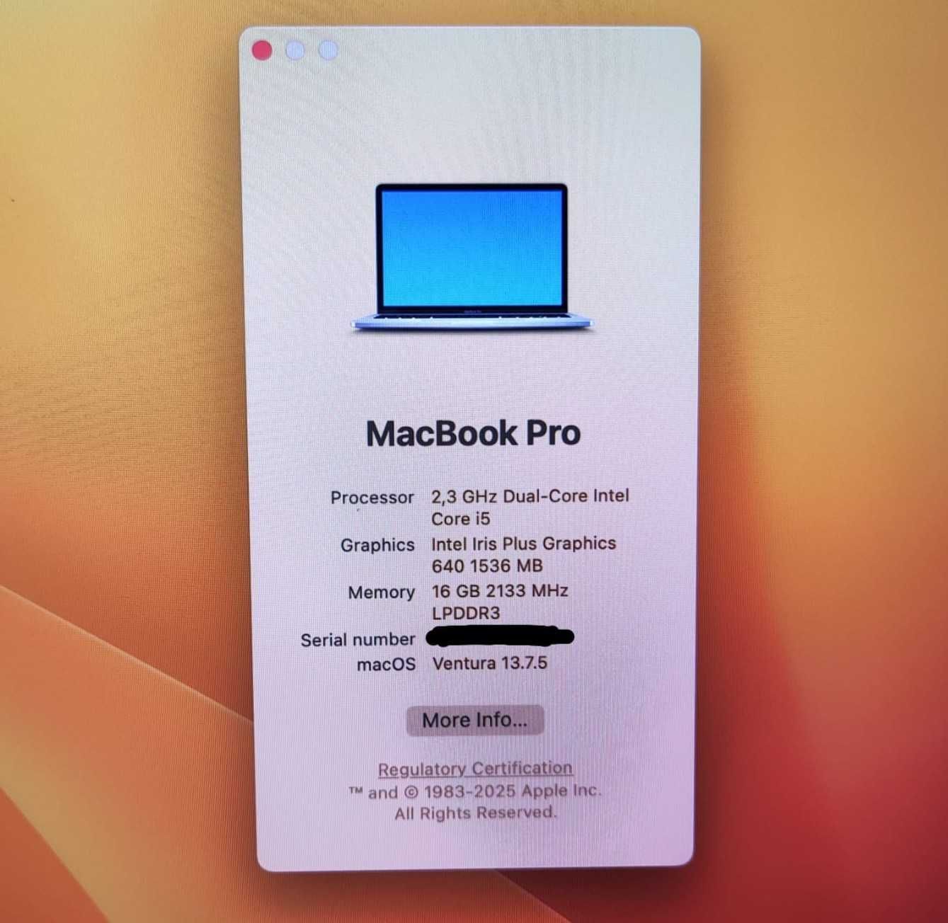 MacBook Pro 13” (2017) – i5 / 16GB RAM / Retina Display