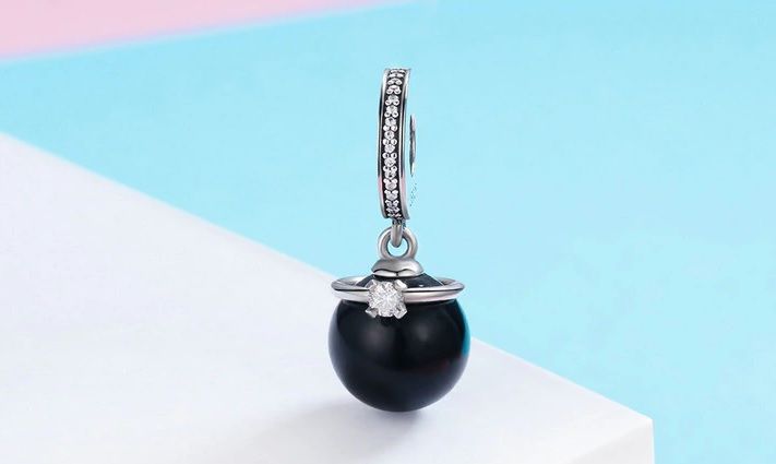 Charms do pandora perła pierścionek biała czarna s925