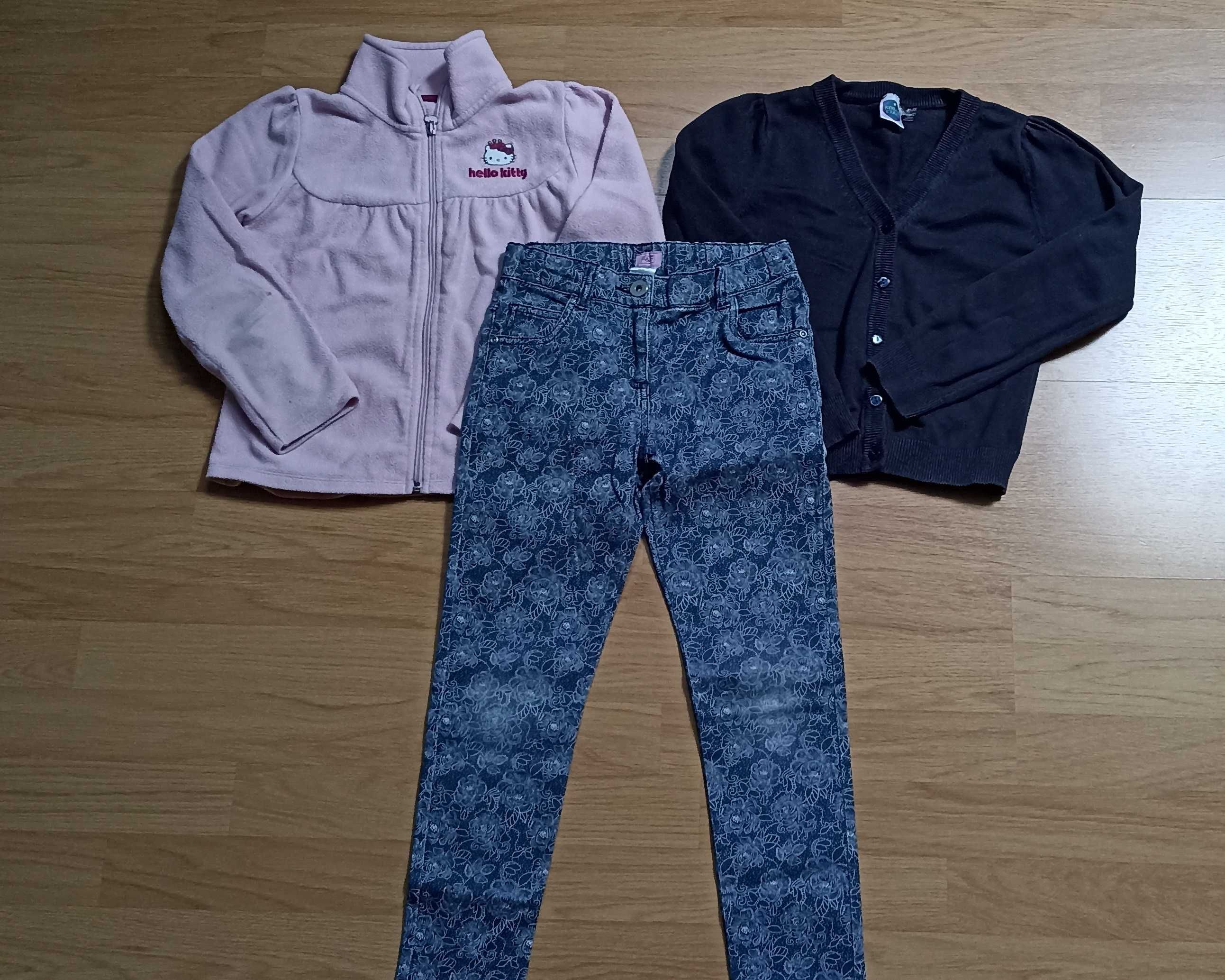 Zestaw 3 sztuki koło domu 134 bluza H&M spodnie F&F sweterek