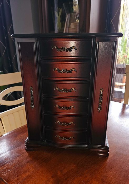 Bardzo duża drewniana szkatułka na biżuterię vintage