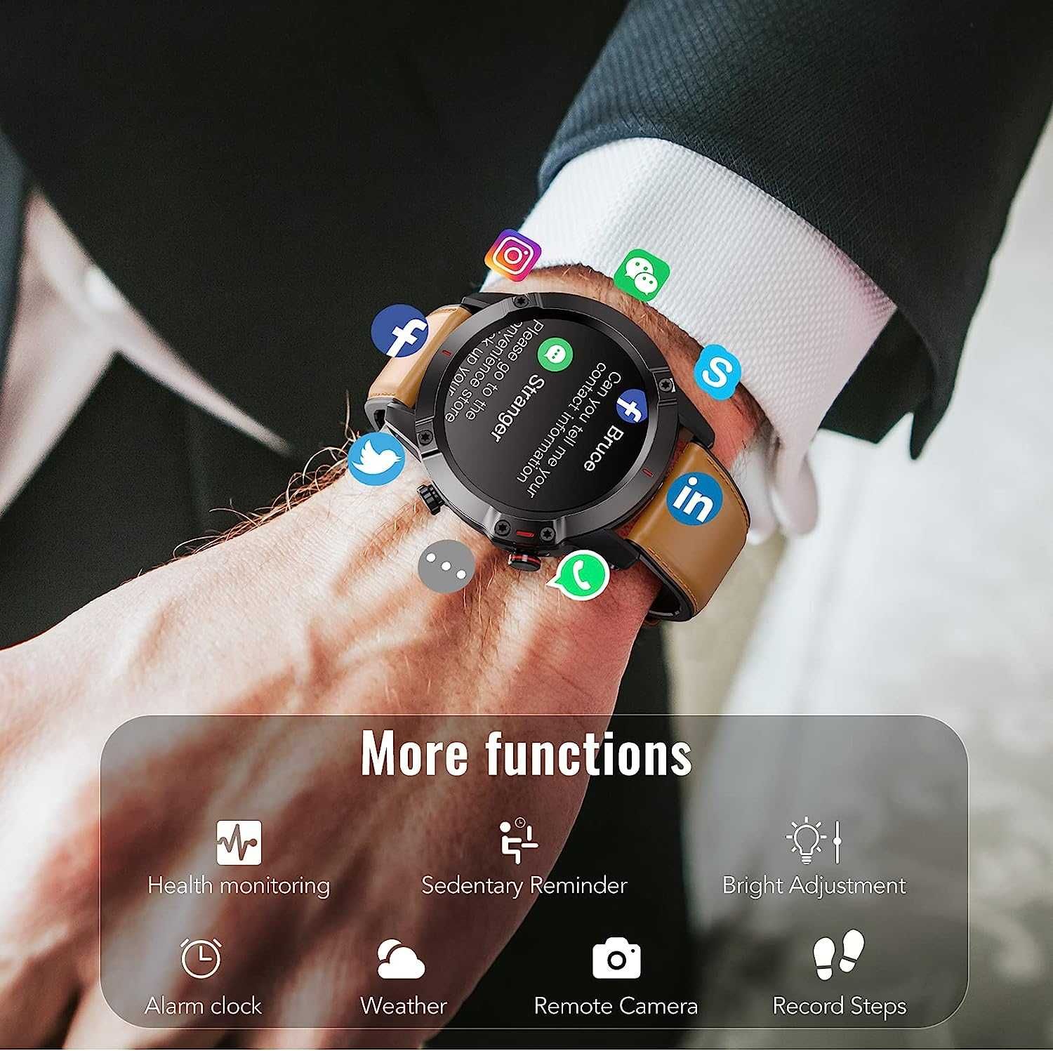 Смарт-часы AGPTEK G20 мужские монитор сна и пульса для Android iOS