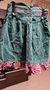 Spódniczka spódnica midi sztruksowa z falbanką zielona 116cm/6 lat