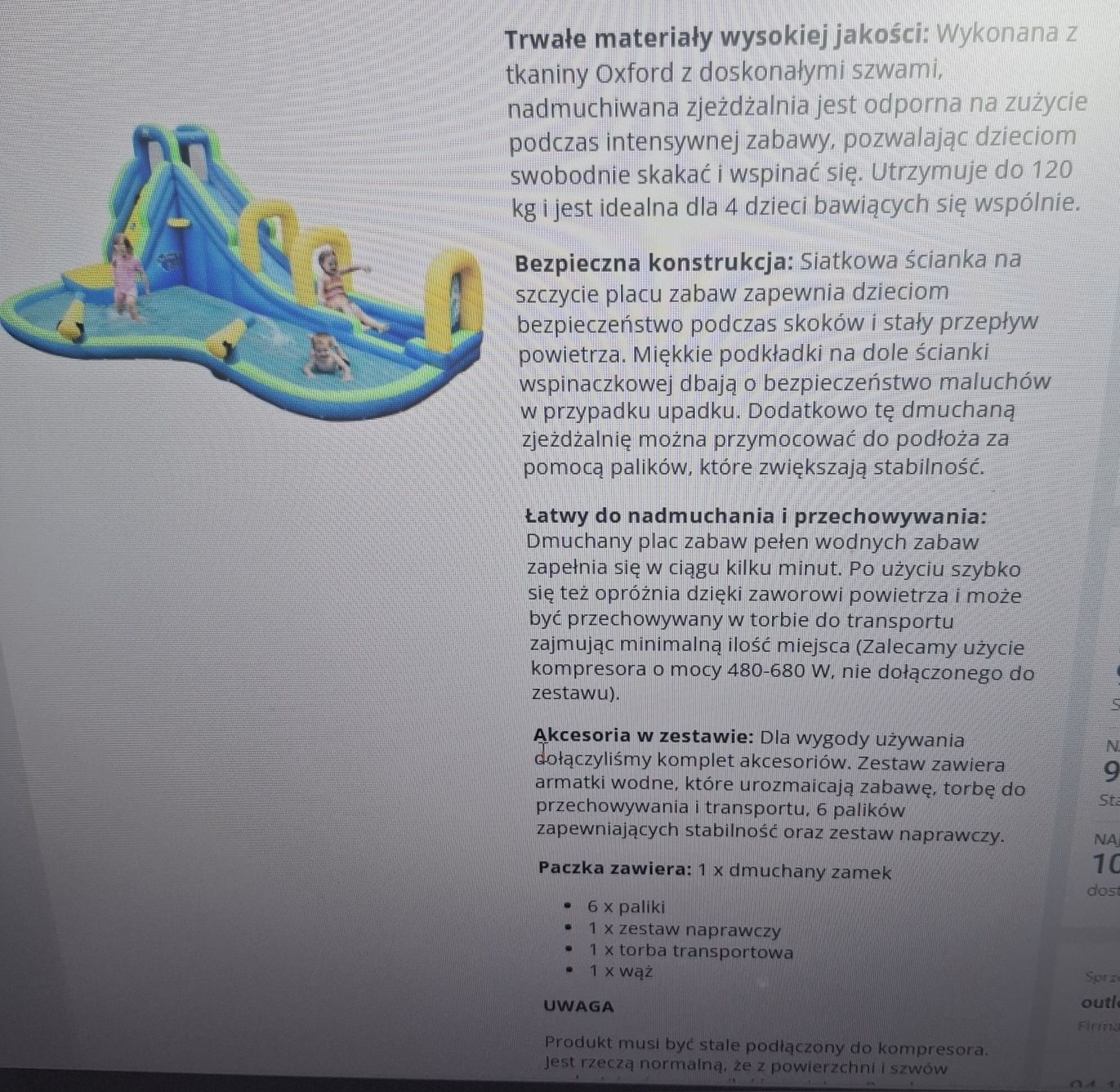 Nowość, Zjeżdżalnia dmuchana, basen, armatki wodne dla dzieci