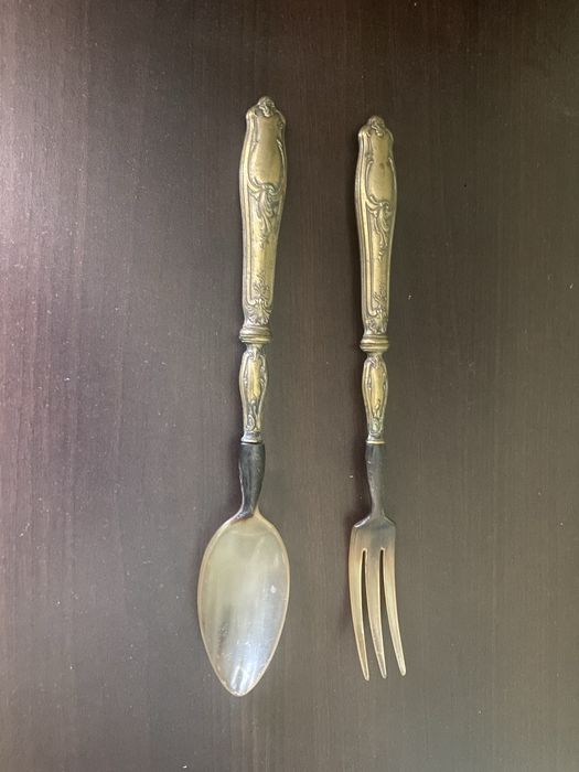 Sztućce Łyżka I Widelec Secesja Pancerz Żółwia Komplet