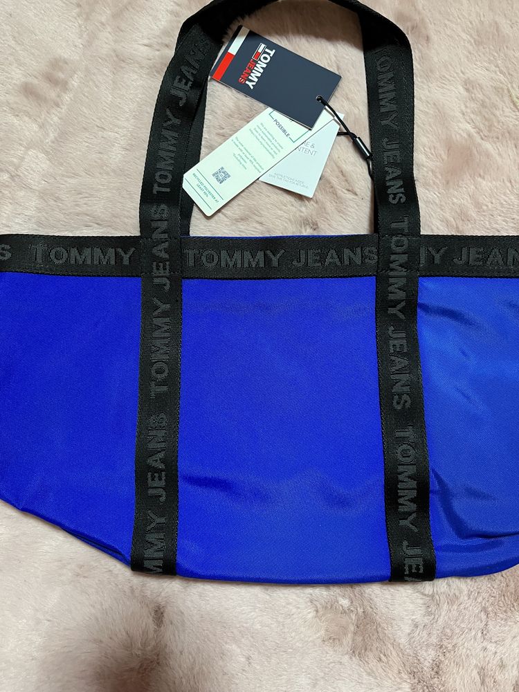 Tommy Hilfiger Jesns torba shopper szoperka niebieska Logo logowana
