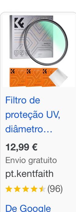 Filtro de proteção UV 58mm