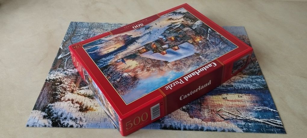 Puzzle Castorland 500 elementów Winter Cottage Zimowe kompletne 100%