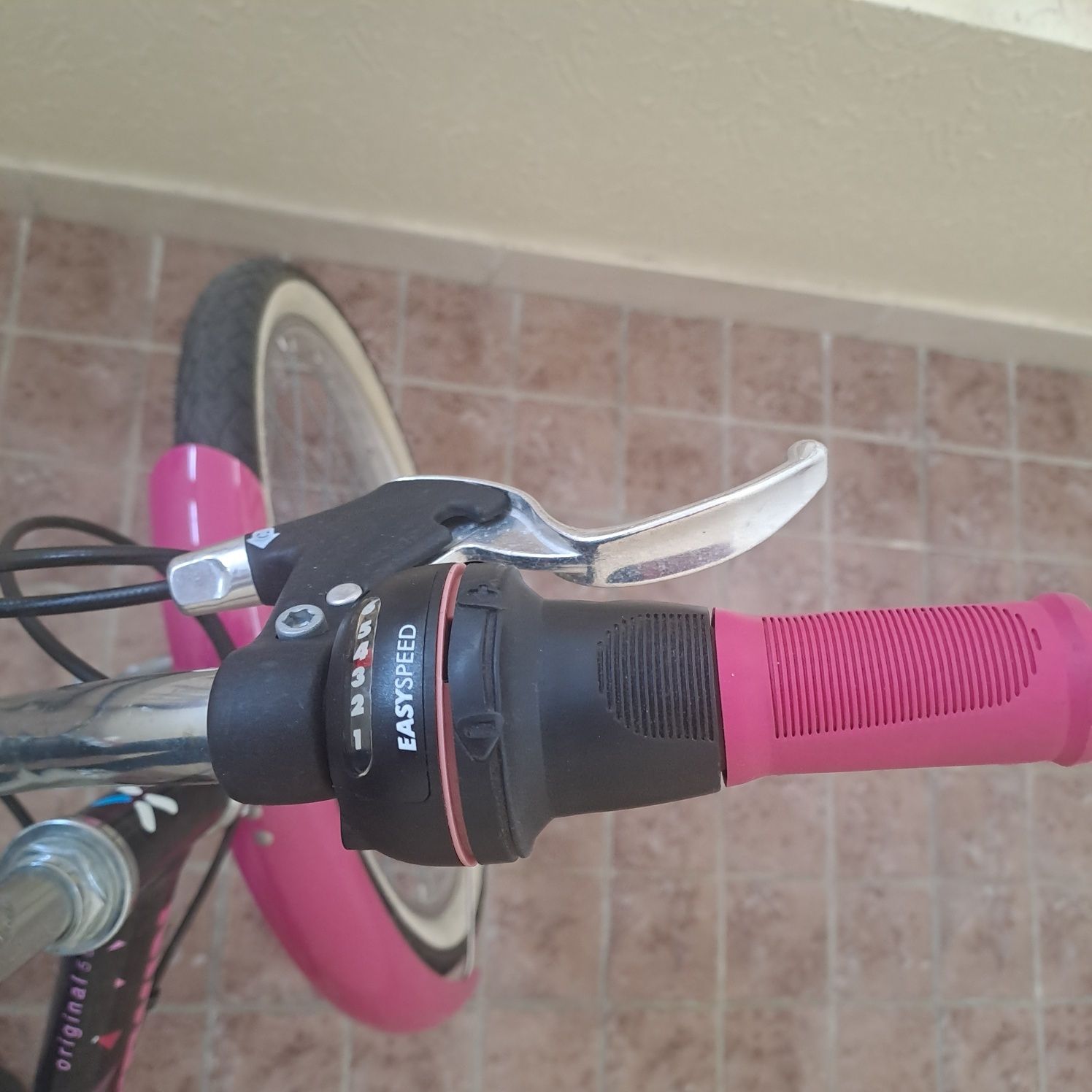 Bicicleta preta e rosa