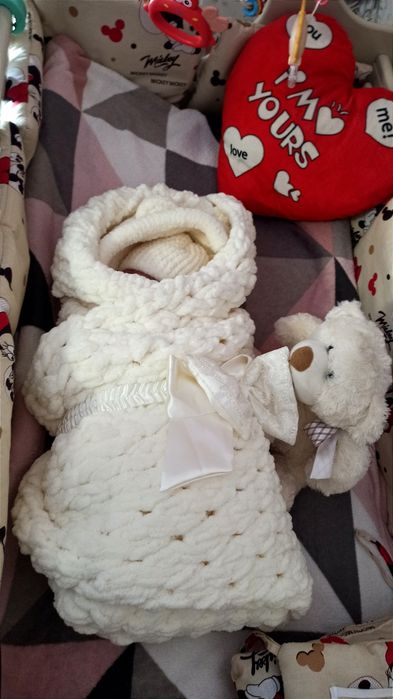 Комбинезон вязаный от 0-9 месяцев+шапочка, пинетки, пряжа Alize