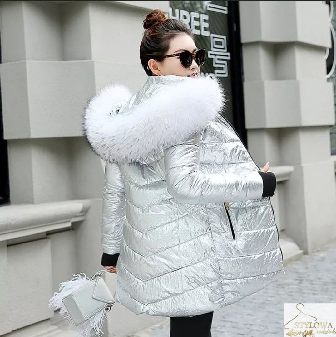 Nowa kurtka srebrna zimowa rozm xs