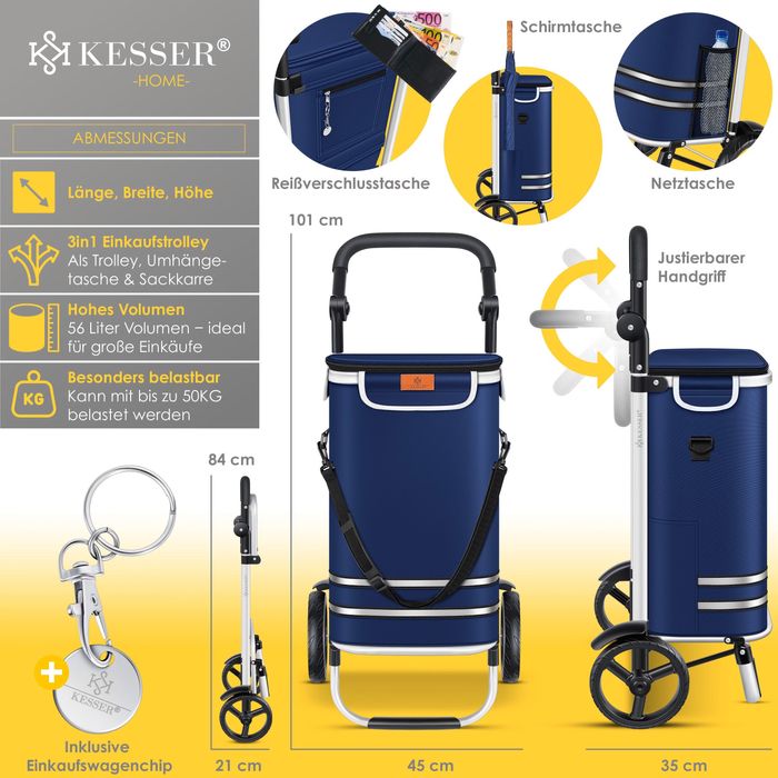 Wózek zakupowy transportowy torba na kółkach 56l 50kg kesser