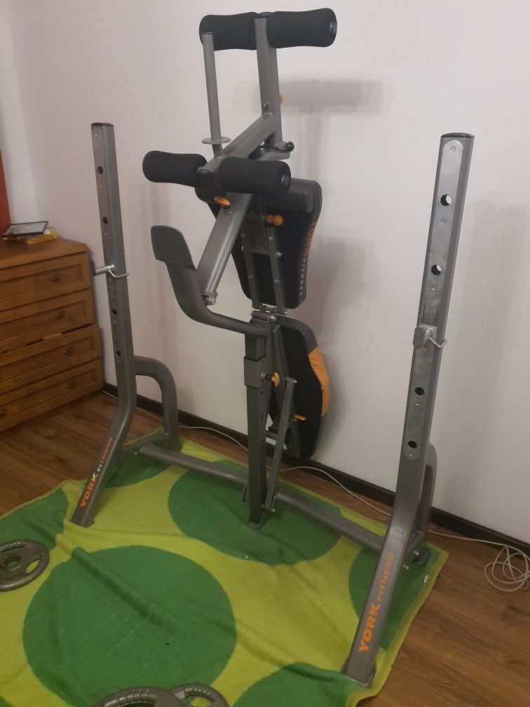 Ławka do ćwiczeń składana  York fitness modlitewnik + prasa do nóg