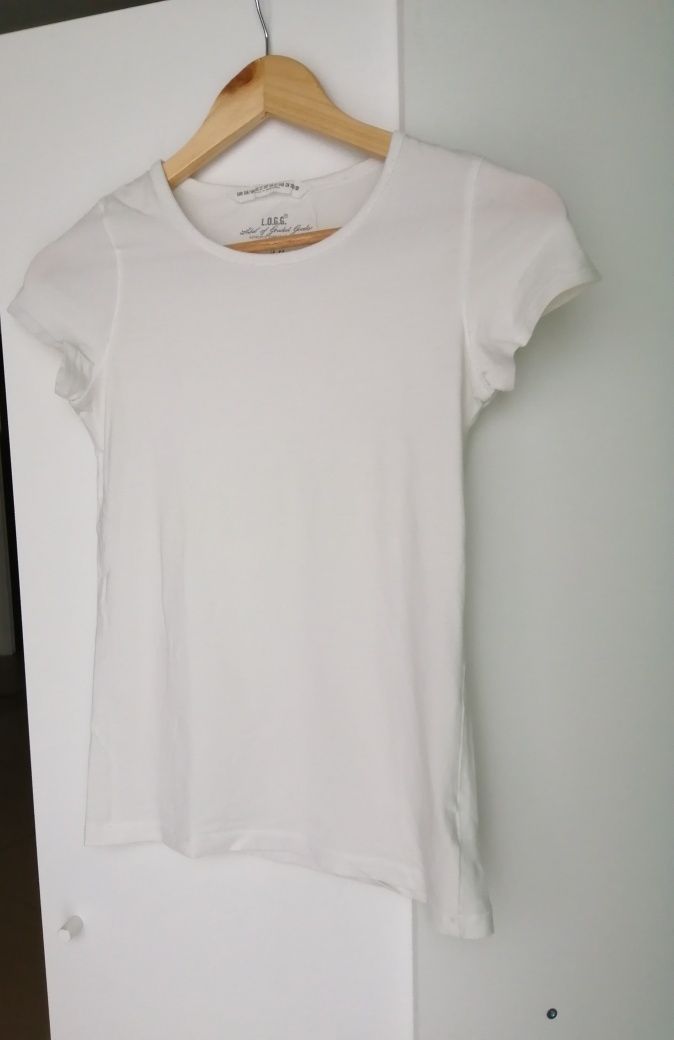 Biała koszulka bawełna ekologiczna H&M rozmiar S